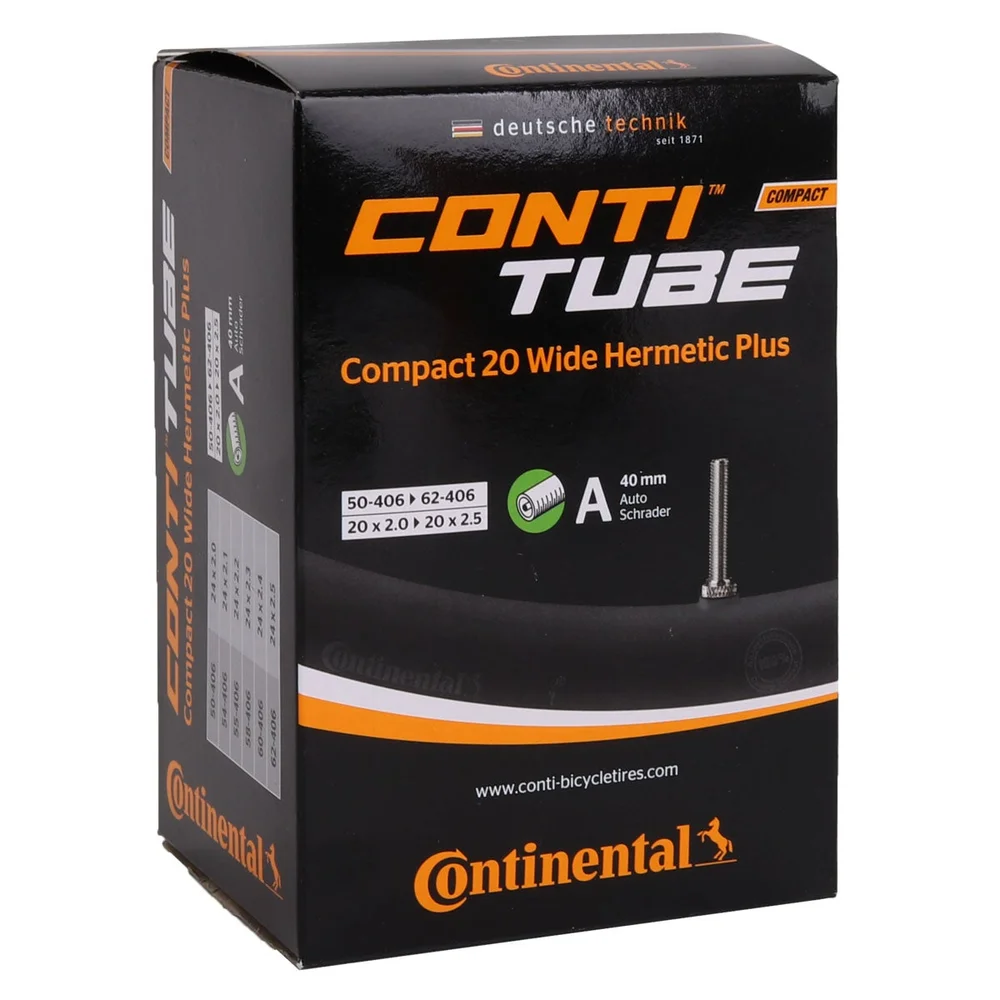Continental Compact 20 Wide Hermetic Plus 20×2,00-2,50" Bilventil Slange v:5134702 Continental Compact 20 Wide Hermetic Plus 20×2,00-2,50" Bilventil Slange v:5134702